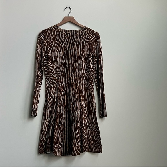 New Michael Kors Fit & Flare Leopard Animal Print Long Sleeve Sweater Dress Sm - Picture 10 of 14